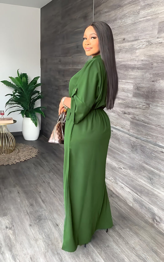 Loose Waisted Casual Side Slit Dress