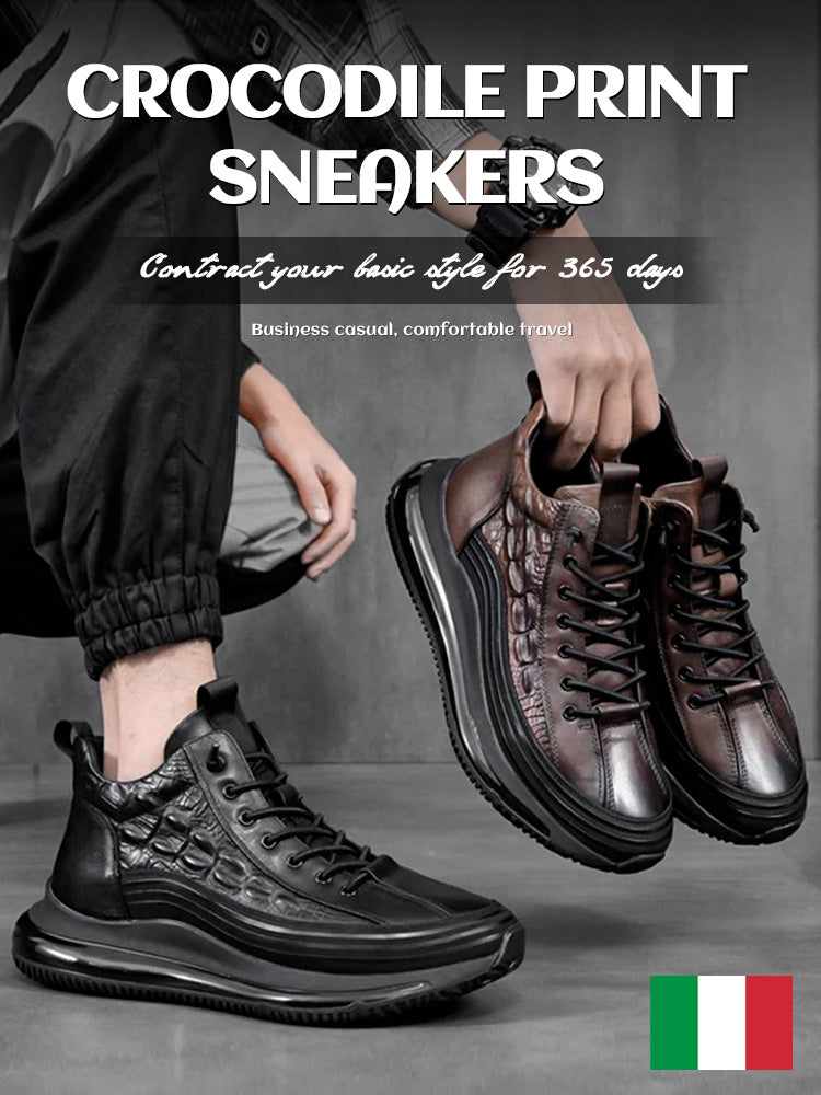 Men's Italian Style Thick-Sloed Leather Sneaker