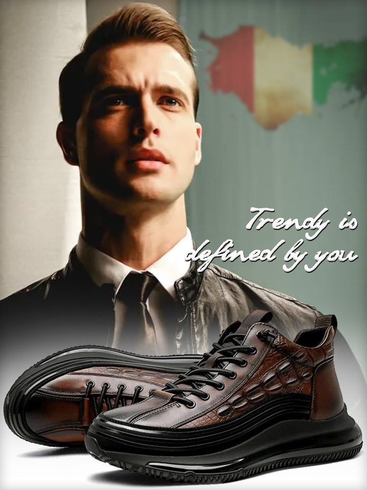 Men's Italian Style Thick-Sloed Leather Sneaker