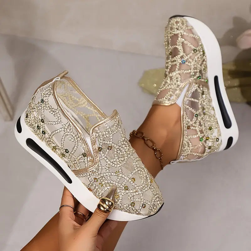 Women's Glittery Mesh Platform Shoes