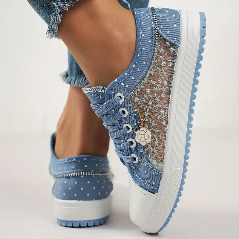 Women's Floral Denim Lace Hollow Shoes