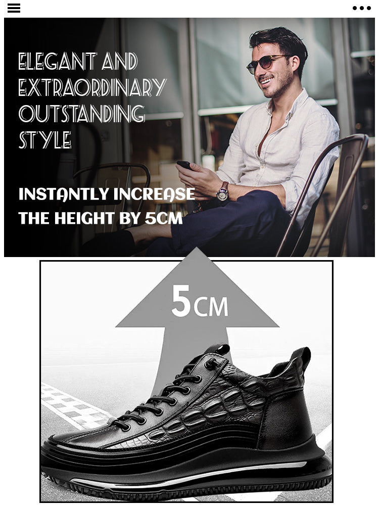 Men's Italian Style Thick-Sloed Leather Sneaker