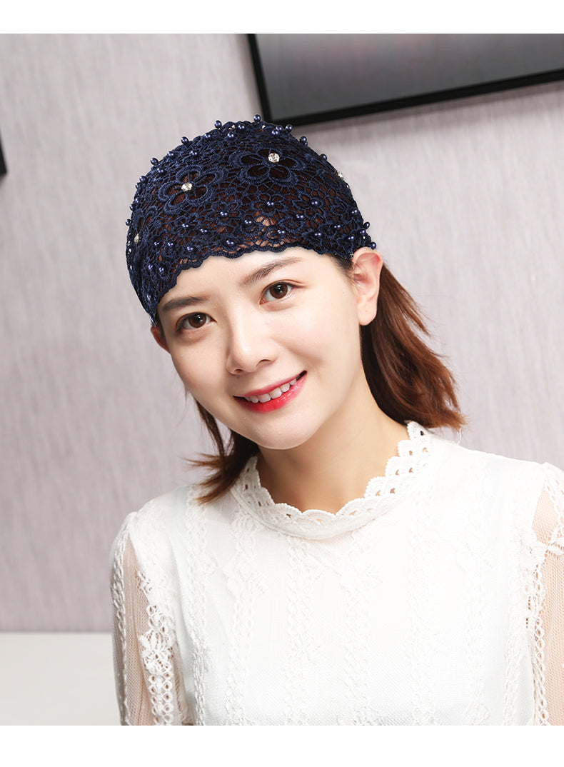 Wide-Brimmed Flower Pattern Pearl Hair Band