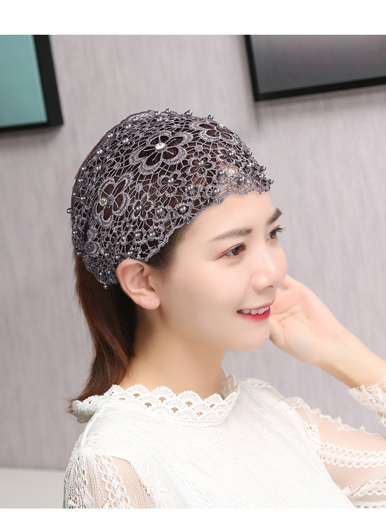 Wide-Brimmed Flower Pattern Pearl Hair Band