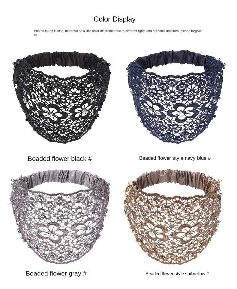 Wide-Brimmed Flower Pattern Pearl Hair Band