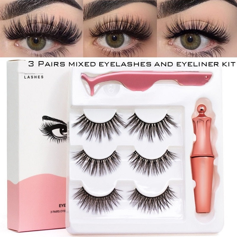3 Pairs Magnetic Eyelashes & Magnetic Liquid Eyeliner Set【1299KSH/Set】