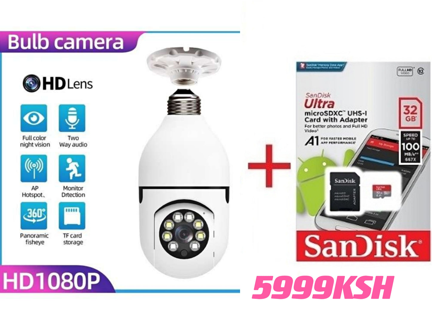 【Hot Sale!】Wireless Wifi Light Bulb Camera Security Camera