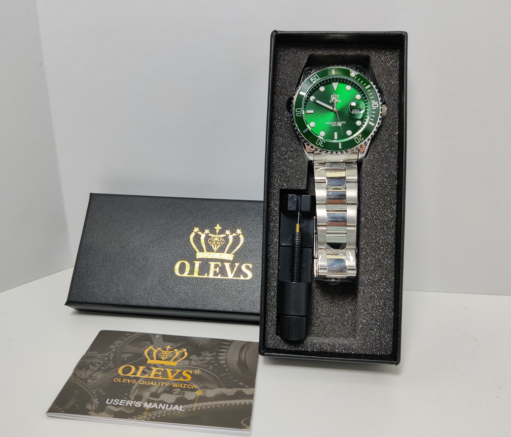 OLEVS Men's Quartz Watch Stainless Steel Silver Strap