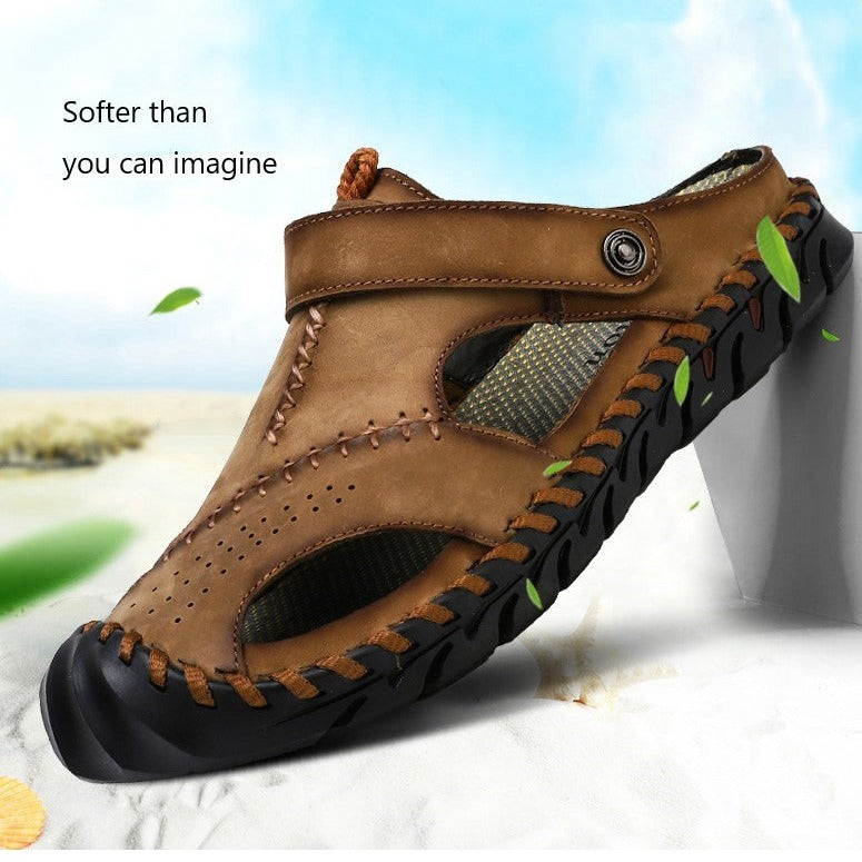 Men's Leather Sandals Classic Soft Durable Sandals/Slippers