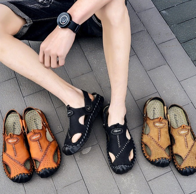 Men's Leather Sandals Classic Soft Durable Sandals/Slippers