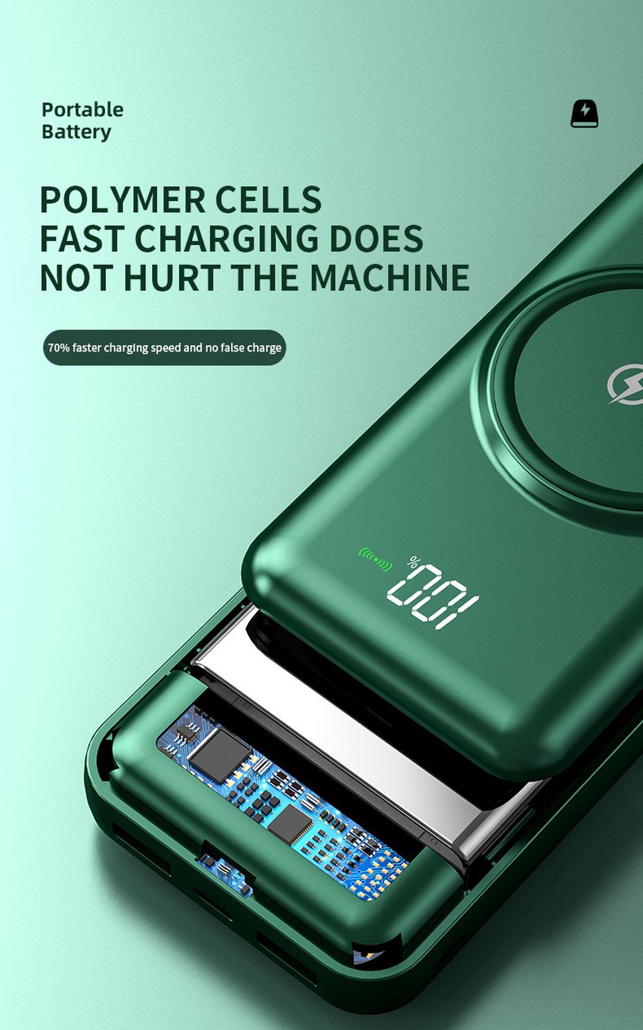 Tisodo 20000mAh Wireless Power Bank Built-in 4 Cables