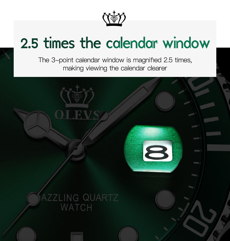 OLEVS Men's Quartz Watch Stainless Steel Silver Strap