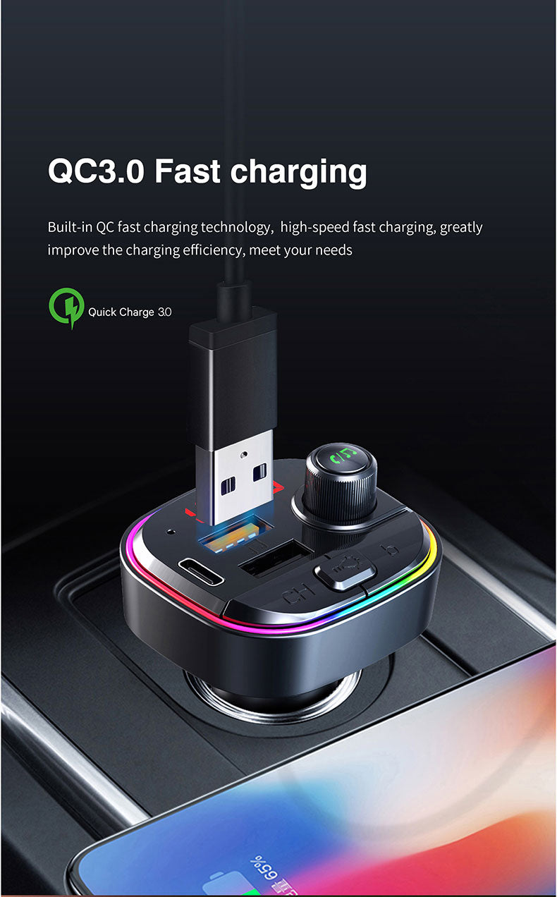 Bluetooth 5.0 FM Transmitter/ Fast USB Charger Adapter/ Wireless Car MP3 Player
