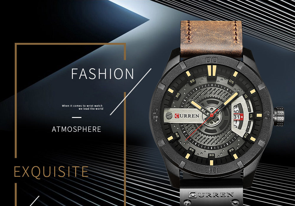 Men's Military Waterproof Leather Strap Watches