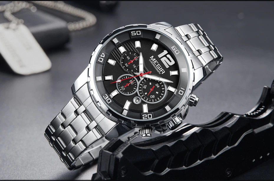 MEGIR Top Brand Luxury Fashion Business Quartz Wrist Watch
