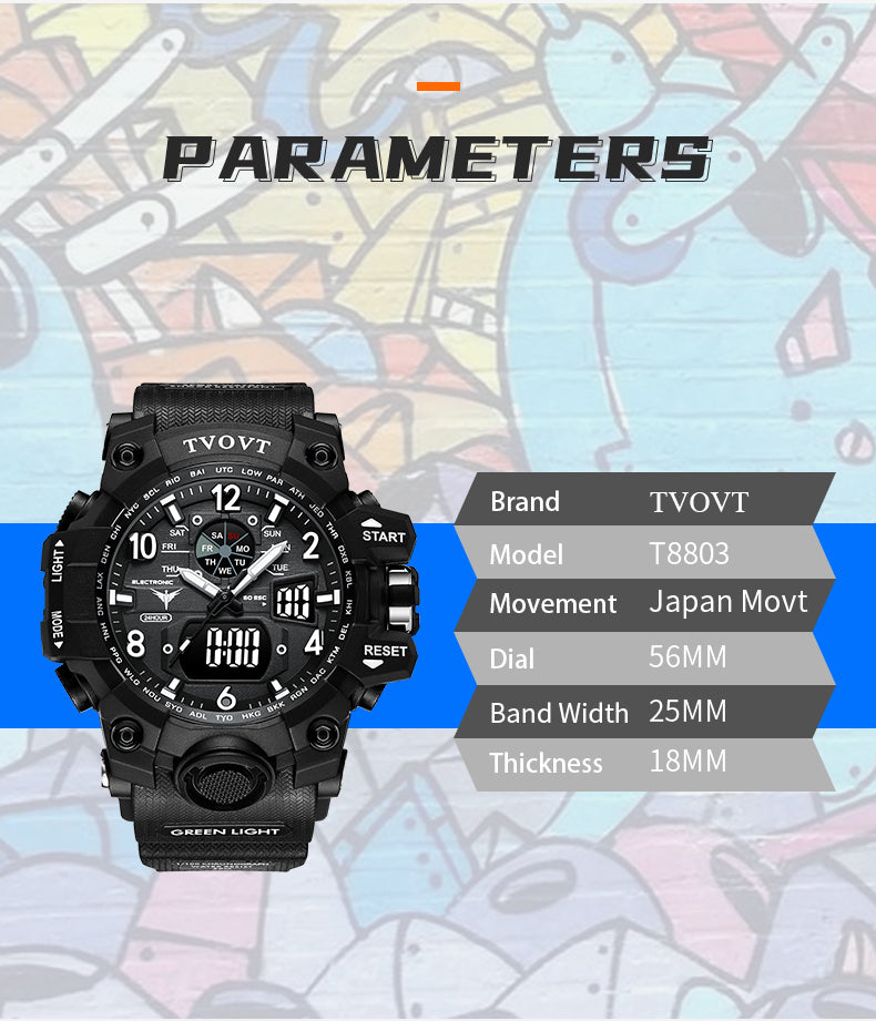 TVOVT Men's Sport Watch Waterproof Luminous