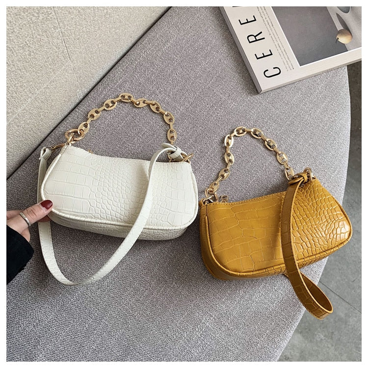 Fashion Crocodile Pattern Baguette Bag