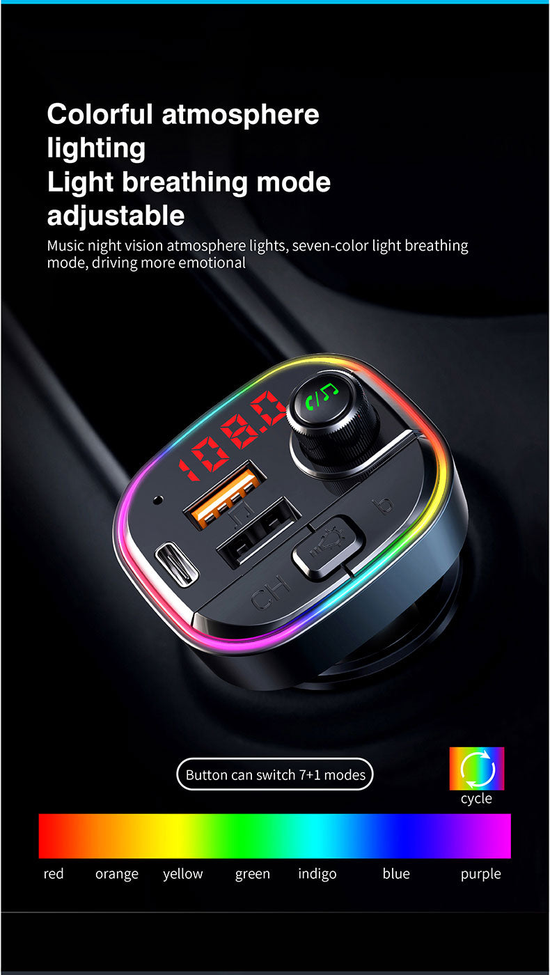 Bluetooth 5.0 FM Transmitter/ Fast USB Charger Adapter/ Wireless Car MP3 Player