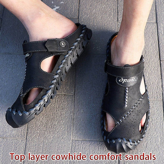 Men's Leather Sandals Classic Soft Durable Sandals/Slippers