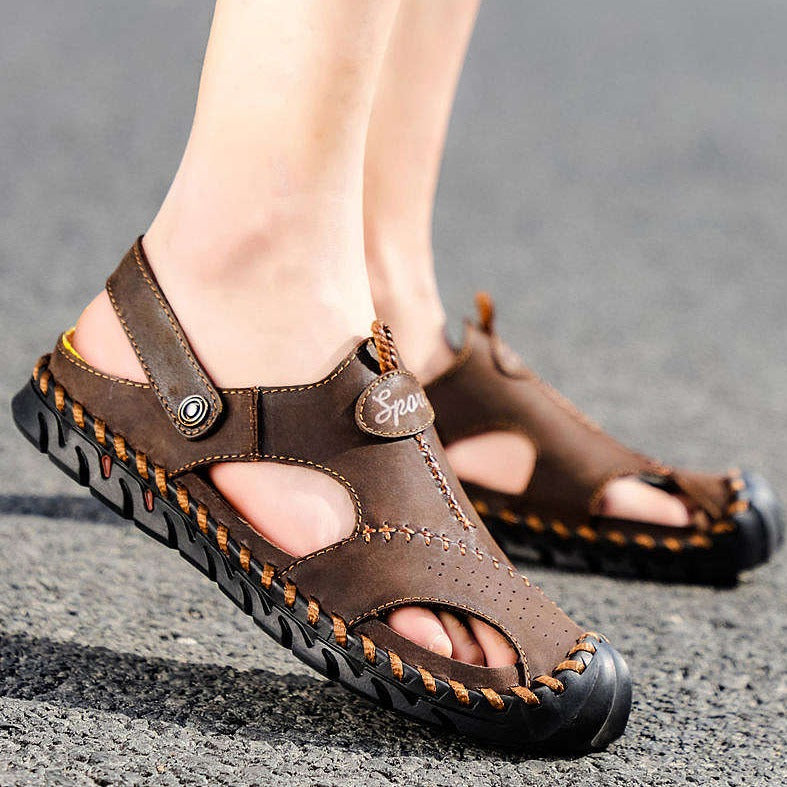 Men's Leather Sandals Classic Soft Durable Sandals/Slippers
