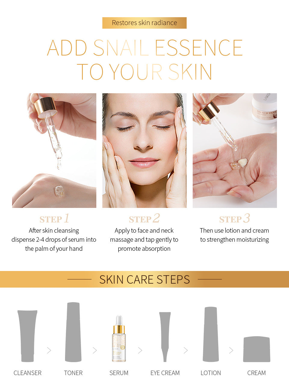 France 24K Gold Snail Serum / Japan Sakura Serum (3pcs Promotion Set)