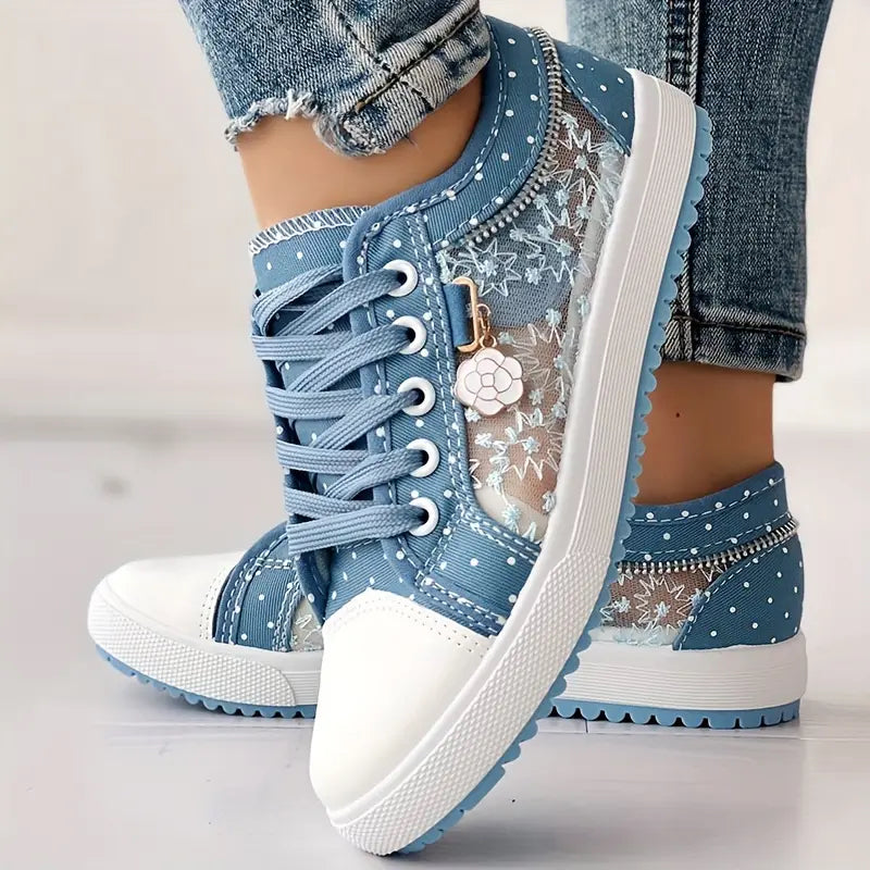 Women's Floral Denim Lace Hollow Shoes
