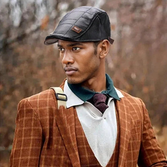 British Gentlemen Style Leather Beret Hat