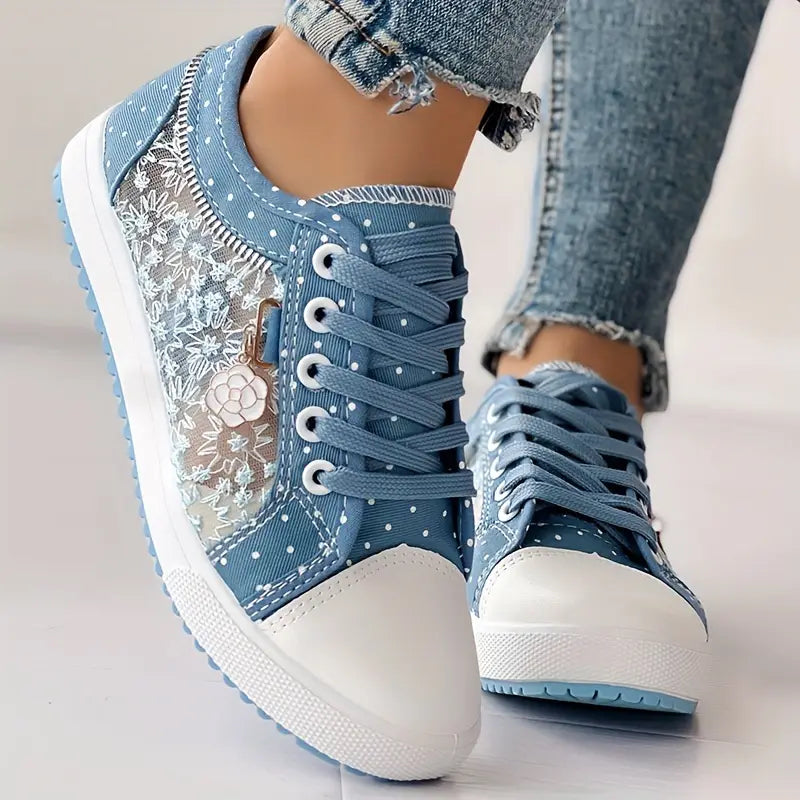 Women's Floral Denim Lace Hollow Shoes