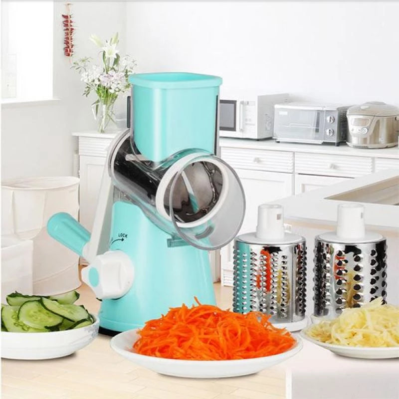 3-in-1 Manual Rotation Vegetable Fruit Slicer Round Cutter Vegetable Chopper [Green Only!!]