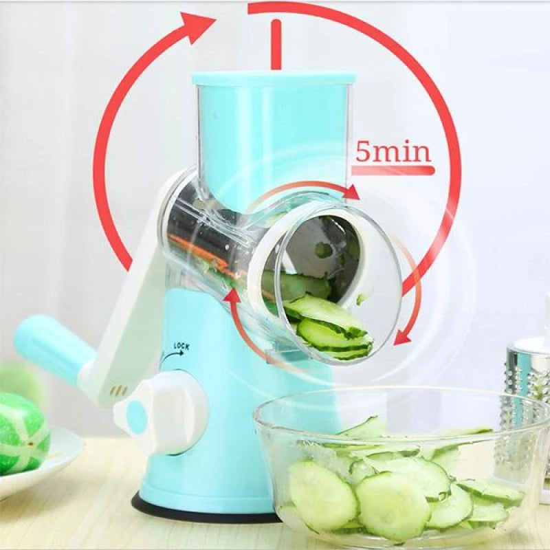 3-in-1 Manual Rotation Vegetable Fruit Slicer Round Cutter Vegetable Chopper [Green Only!!]