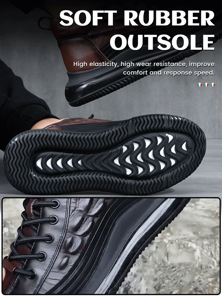 Men's Italian Style Thick-Sloed Leather Sneaker