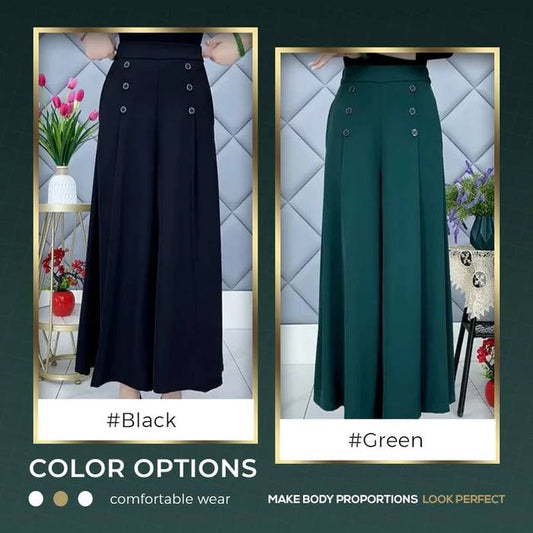 Fashion Pleated Wide Leg Pants [Colour Black Only]