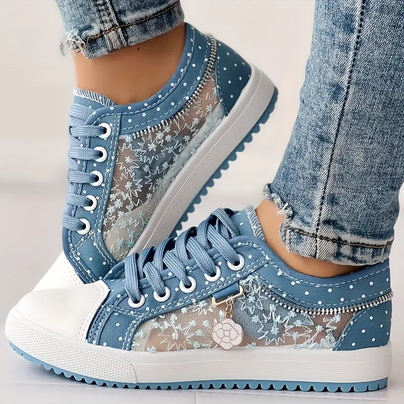 Women's Floral Denim Lace Hollow Shoes