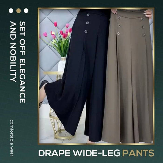 Fashion Pleated Wide Leg Pants [Colour Black Only]