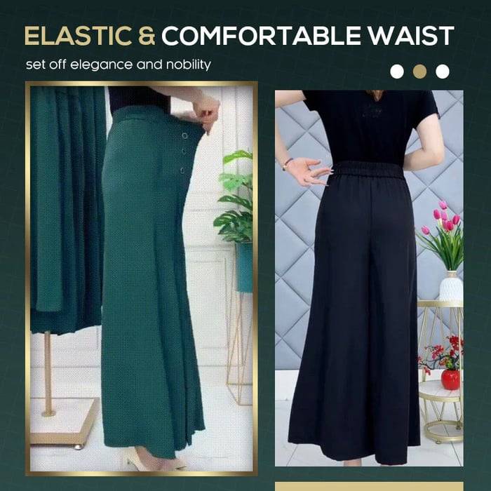 Fashion Pleated Wide Leg Pants [Colour Black Only]