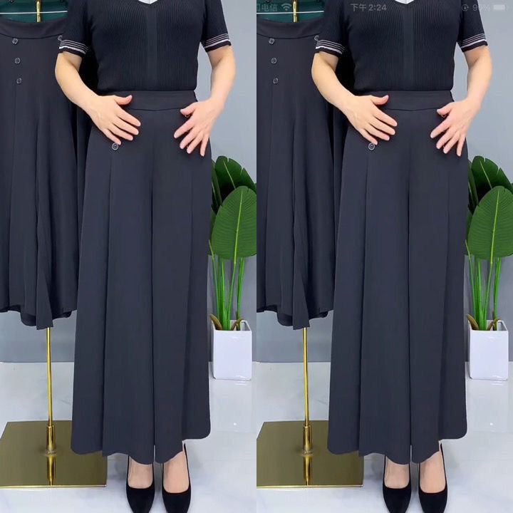 Fashion Pleated Wide Leg Pants [Colour Black Only]