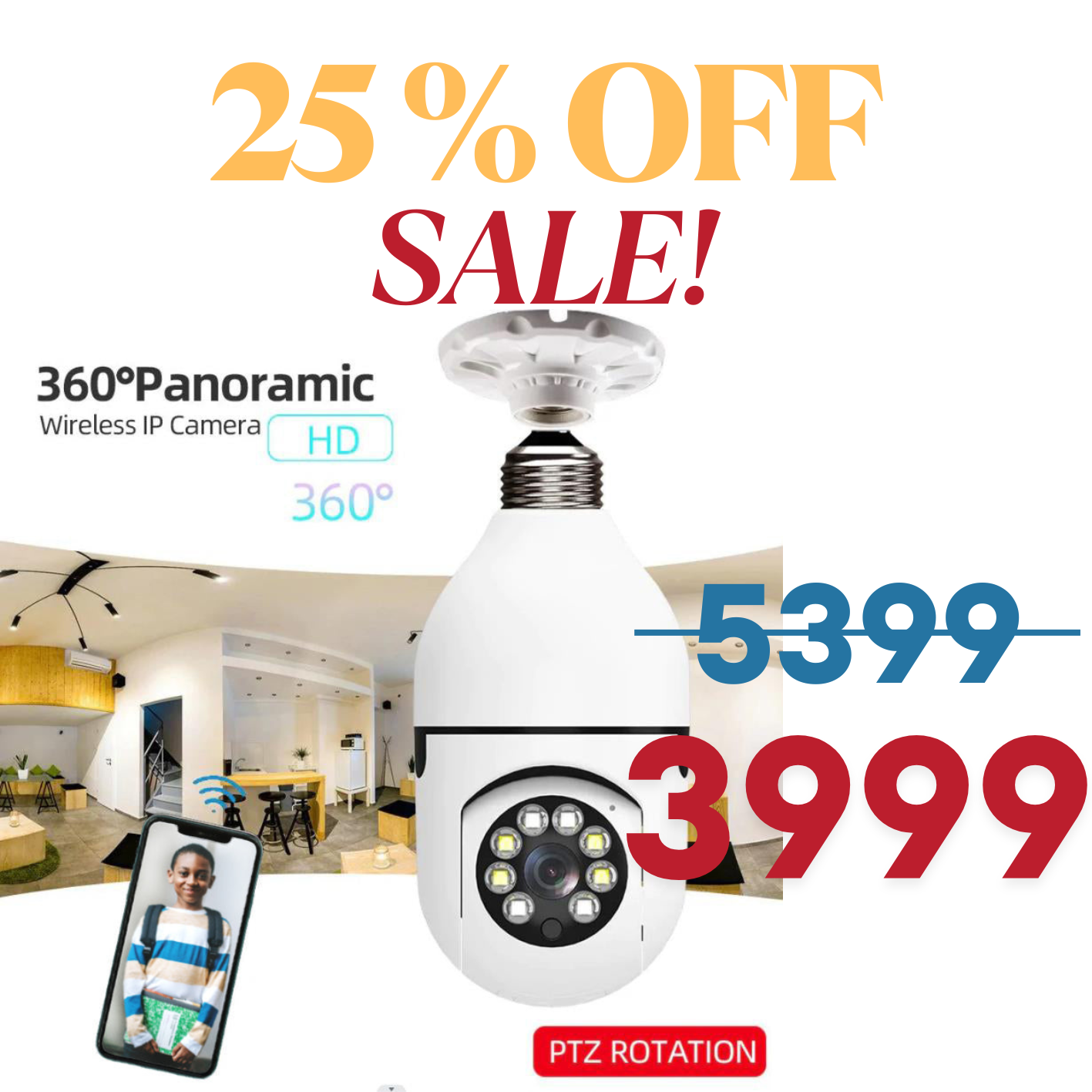 Wireless Wifi Light Bulb Camera Security Camera