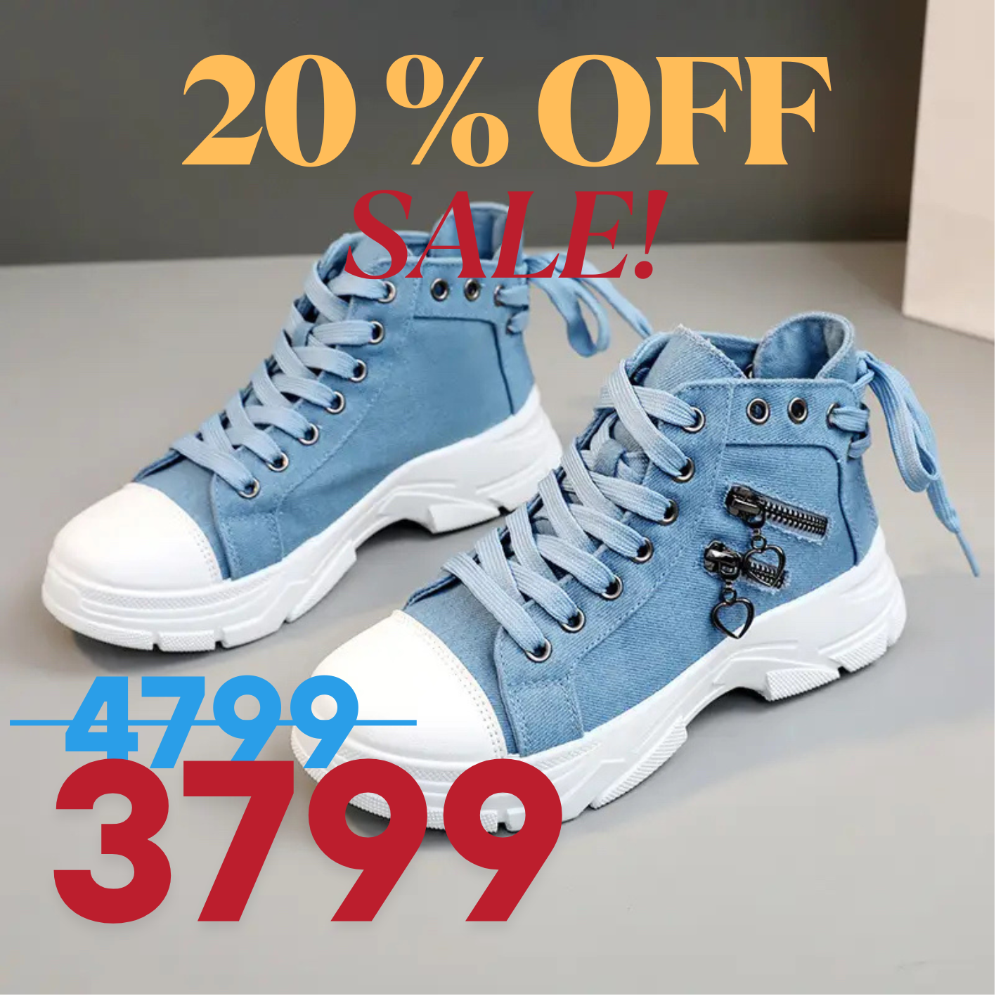 Women's High-top Denim Shoes