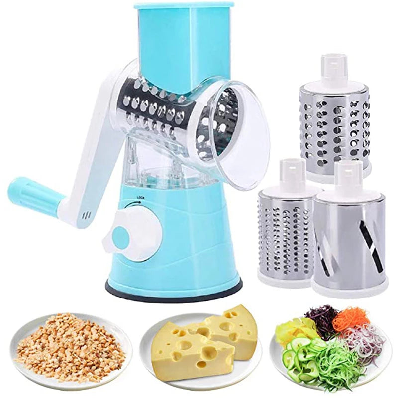 3-in-1 Manual Rotation Vegetable Fruit Slicer Round Cutter Vegetable Chopper [Green Only!!]