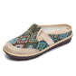 Embroidered style linen woven casual breathable half slippers