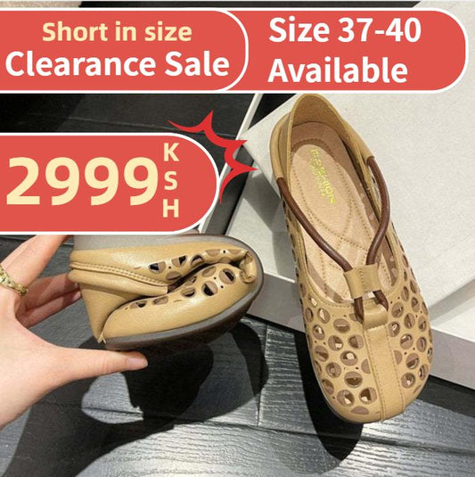 <Short in Size! Clearance Sale! Size 37–40 Available!> Hollow Out Soft Sole Leather Sandals