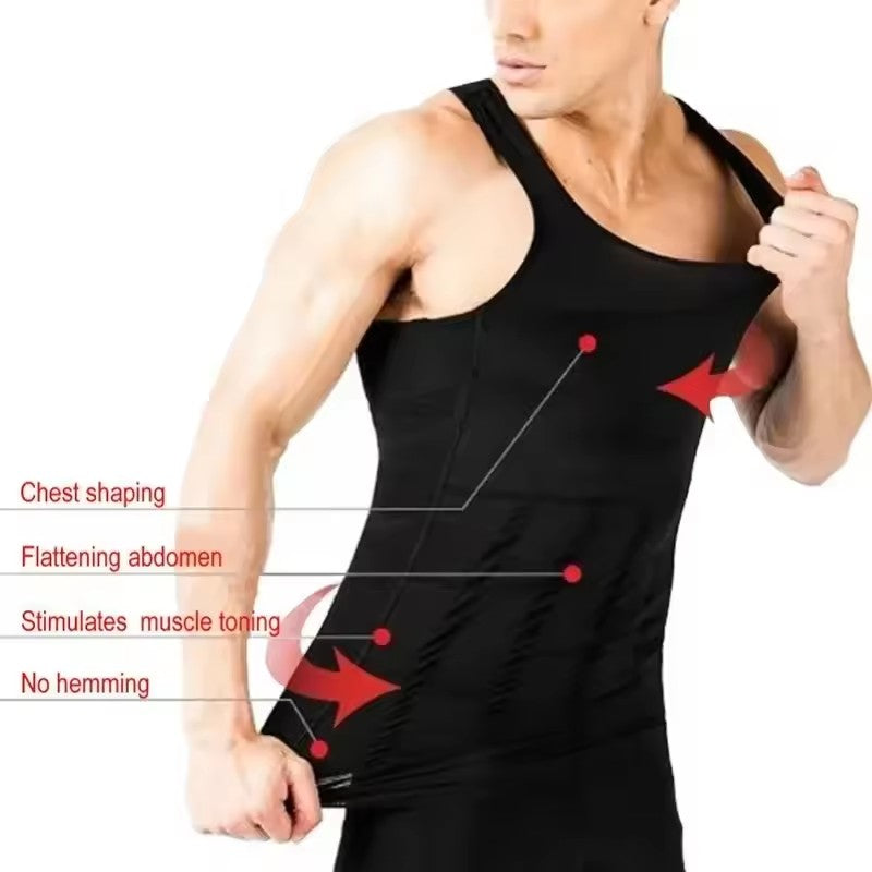 Men's Slimming Body Shaper Vest Shirt Abs Abdomen Slim【White Color】