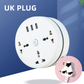 Round Universal Power Strip Portable Extension Cord Socket Plug ( UK Plug )