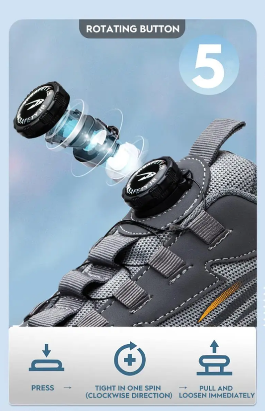 Anti-smash Press-And-Pull Rotary Button Safety Work Sneakers