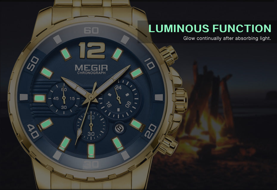 MEGIR Top Brand Luxury Fashion Business Quartz Wrist Watch