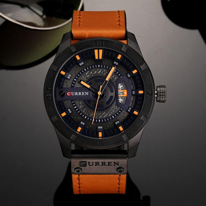 Men's Military Waterproof Leather Strap Watches