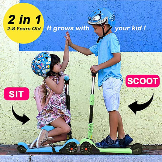 2 in 1 Scooter for Kids with Foldable/Removable Seat