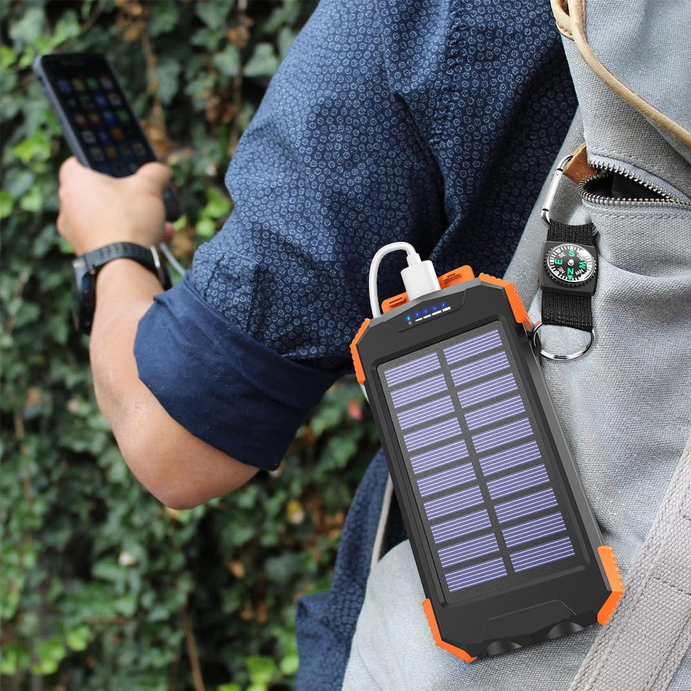 Solar Charger, 20000mAh Portable Outdoor Waterproof Solar Power Bank