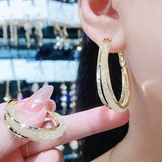 【Hot Sale】Fashion Golden Oval Earrings