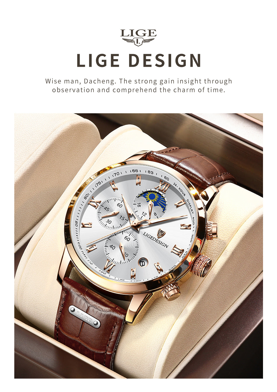 [Promotion price!] LIGE Top Brand Men Watches Leather Waterproof